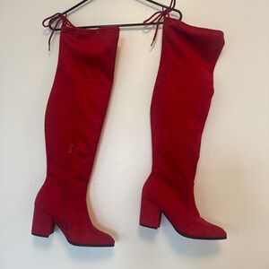 Sassy Red Over-the-Knee Boots
